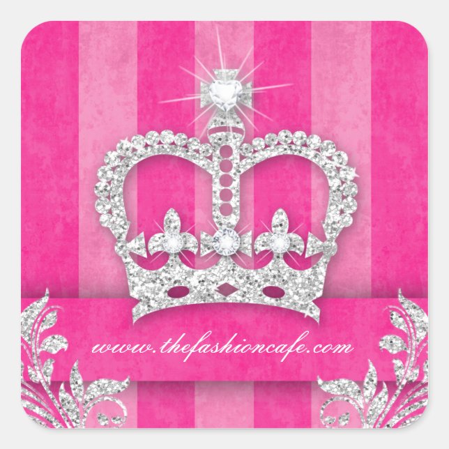 Carré Stripes Sticker Bijoux Couronne rose (Devant)