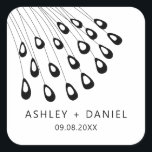 Carré Stylisé Peacock Feather Sticker moderne, Favoriser<br><div class="desc">Moderne. Minimal. Cette collection utilise des plumes de paon stylisées pour créer un look élégant pour votre journée spéciale.</div>