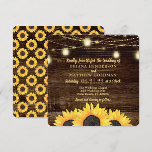 Carré Sunflower Mason Jar Mariage Invitations