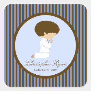 Carré Sweet Boy First Holy Communion Sticker Brown
