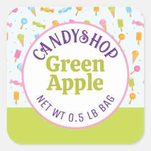 Carré Sweet Candy Shop et Ice Cream Green Sticker Étique