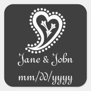 Carré Sweet Paisley Hearts en Sticker noir