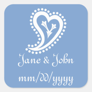 Carré Sweet Paisley Hearts in Periwinkle Sticker