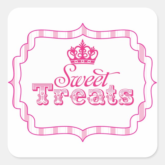 Carré Sweet Traits Princess Party Favoriser Sticker d'an (Devant)