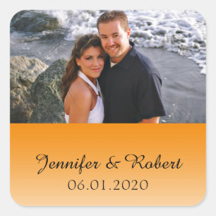 Carré Tangerine Fade Wedding Favor Sticker