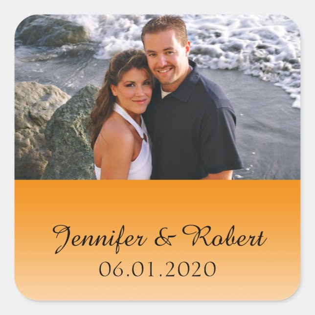 Carré Tangerine Fade Wedding Favor Sticker (Devant)