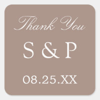 Taupe Mariage Favor Sticker Merci