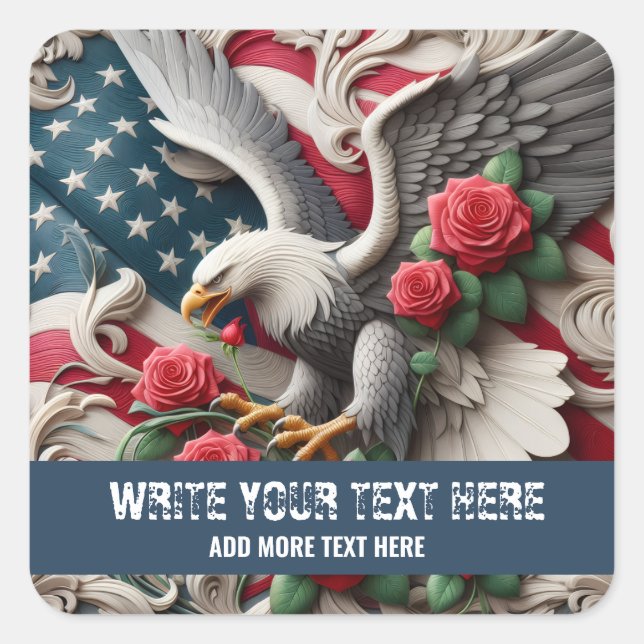 Carré Template for Patriotic American Flag Eagle Sticker (Devant)