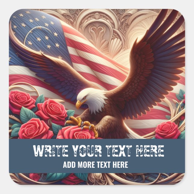 Carré Template for Patriotic American Flag Eagle Sticker (Devant)