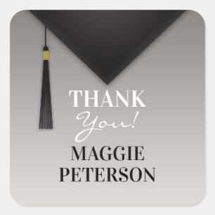 Carré Thank You Graduation Black Hat Tassel Sticker