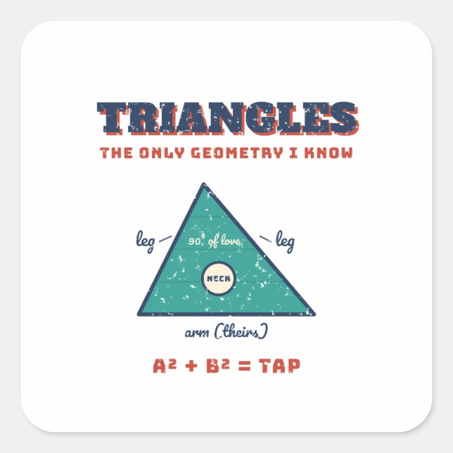 Carré Triangles Only Geometry I Know Jiu Jitsu Sticker (Devant)