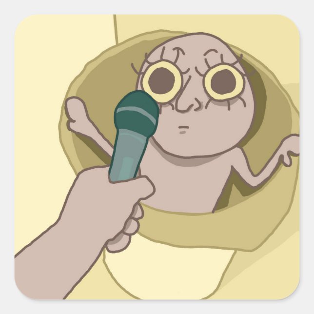 Carré Un gars drôle dans la poubelle Sticker (Devant)