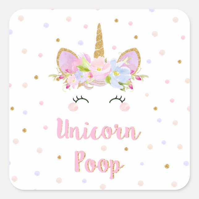 Carré Unicorn Sticker Poop Anniversaire Fête Favoriser l (Devant)
