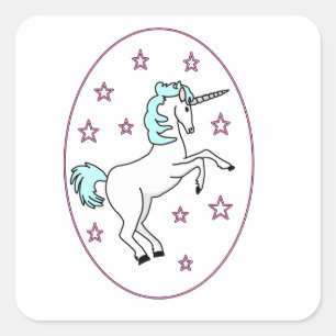 Carré Unicorne en anneau violet avec sticker étoiles