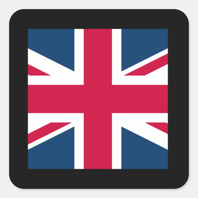 Carré Union Jack Sticker avec bordure noire (Devant)