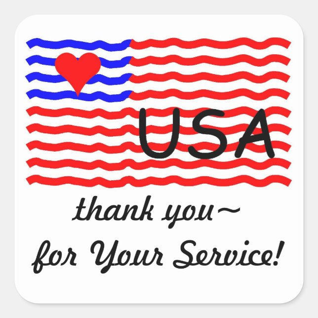 Carré USA FLAG -merci LOVE sticker (Devant)