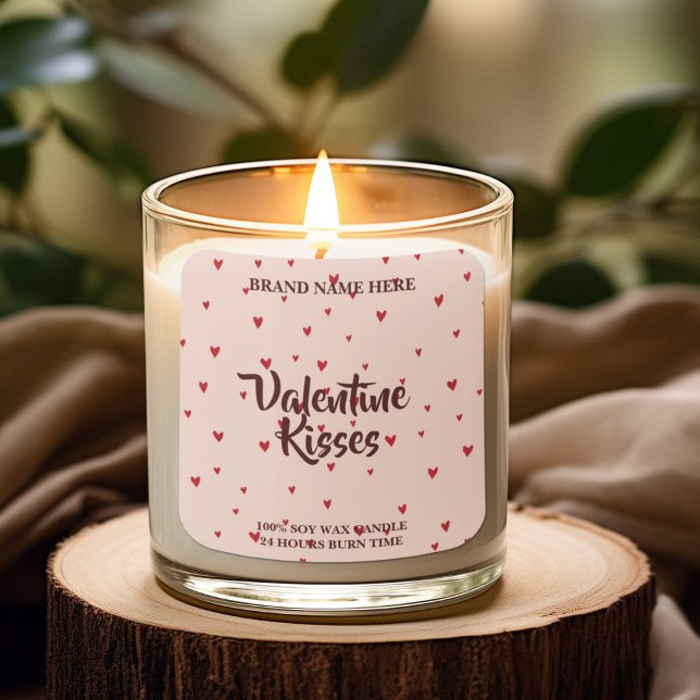 Carré Valentine Kisses Candle Sticker Cute Hearts Design (Créateur téléchargé)