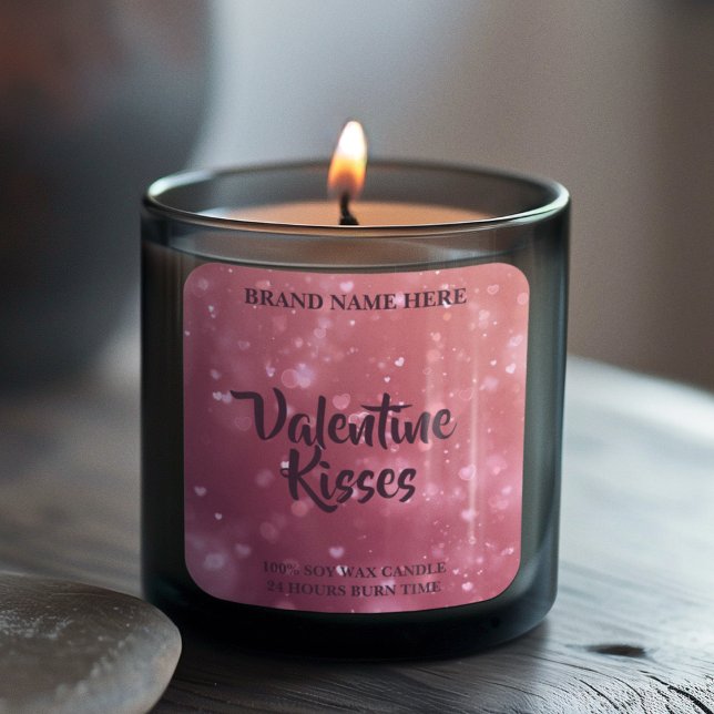 Carré Valentine Kisses Chic Valentine Candle Sticker (Créateur téléchargé)