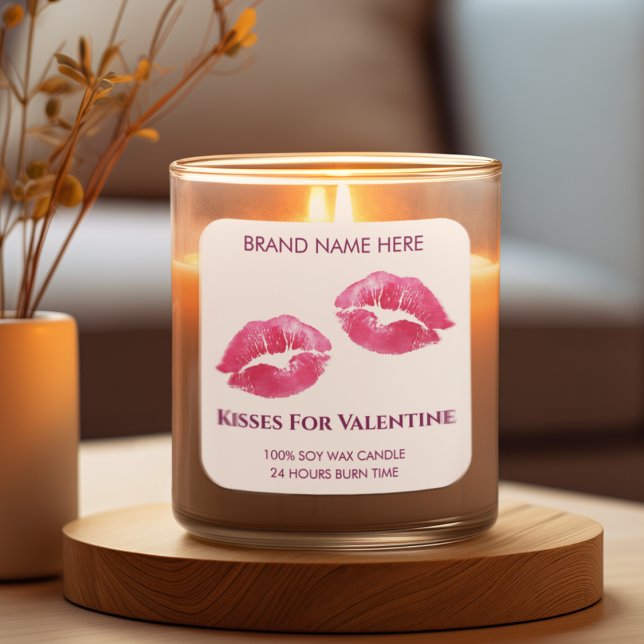 Carré Valentine Kisses Custom Candle Sticker (Créateur téléchargé)