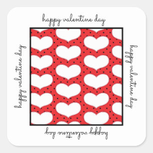 Carré Valentines Coeurs et Sticker Pois