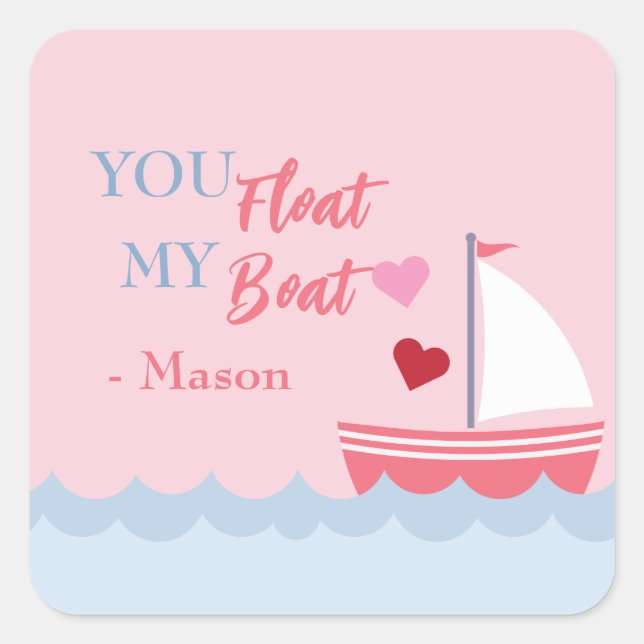 Carré Valentines de classe Vous Flottez Mon Sticker Bate (Devant)
