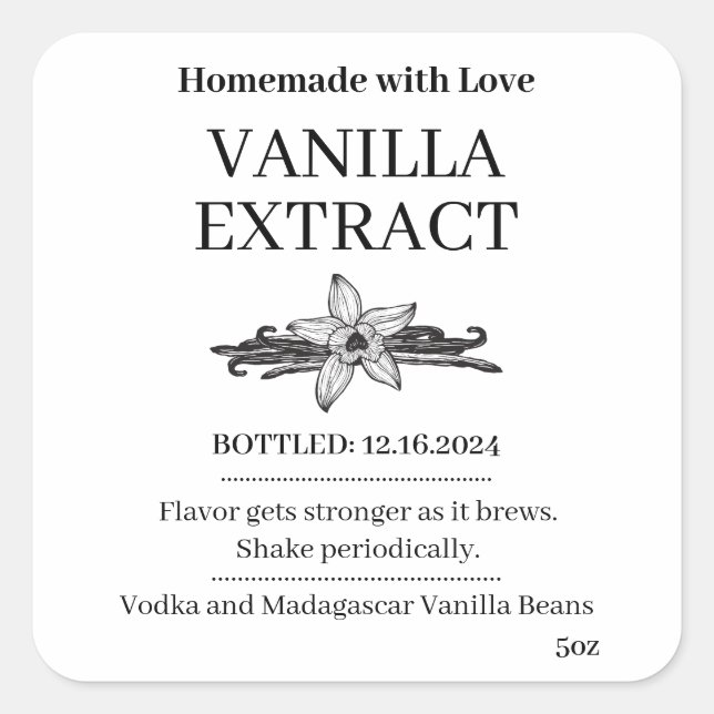 Carré Vanilla Extract Modern Label Sticker V4 (Devant)