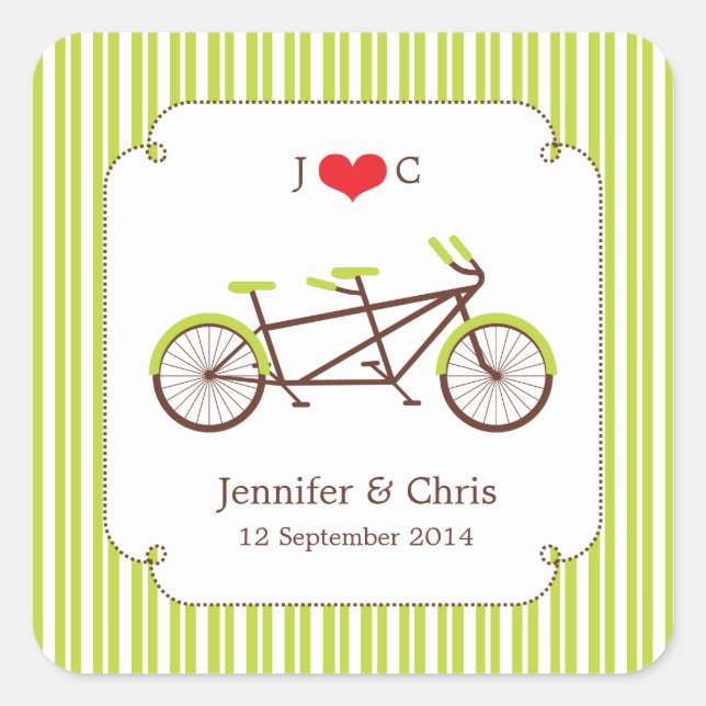 Carré Vélo Tandem (Grandes Vertes) Favoriser Sticker (Devant)