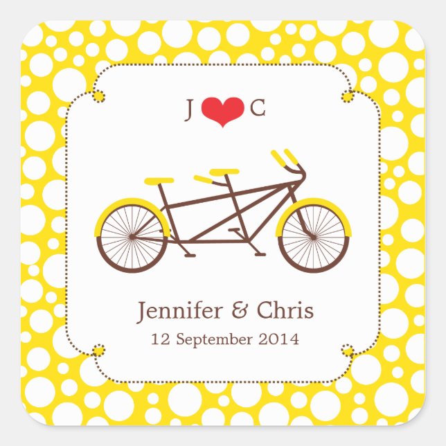 Carré Vélo tandem (points jaunes) Favoriser Sticker (Devant)