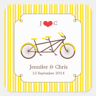 Carré Vélo tandem (rayures jaunes) Favoriser Sticker
