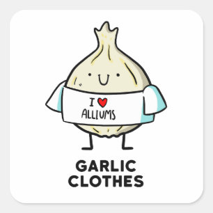 Carré Vêtements d'ail mignon Allium Pun Sticker