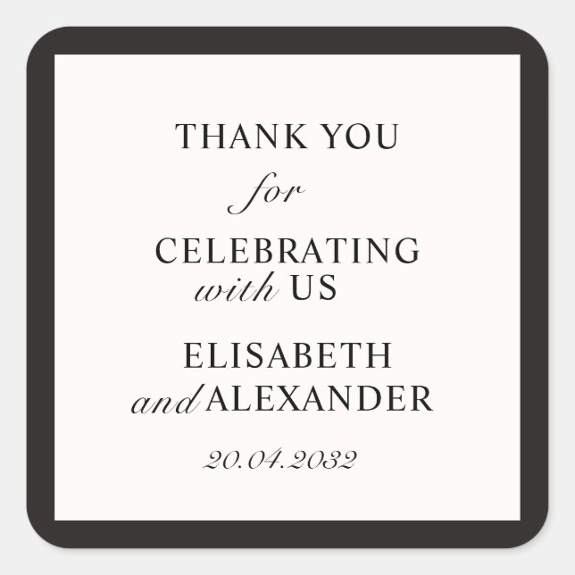 Carré Vieux argent, Sticker Merci mariage (Devant)