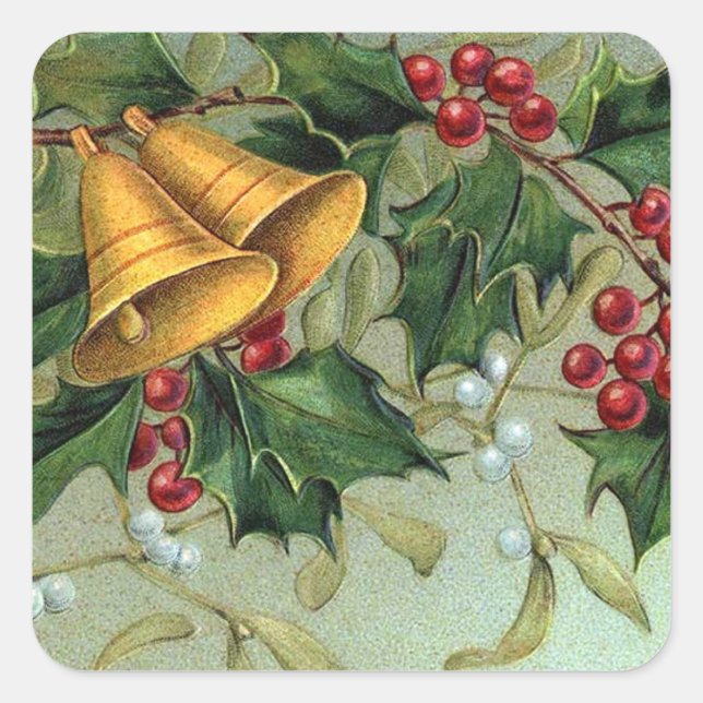 Carré Vintage Christmas Holly Berries - Sticker (Devant)