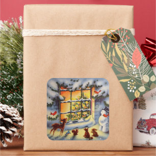 Carré Vintage Christmas window sticker de vacances