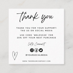 Carré Vintage Media Insert Merci Mini Carte de visite