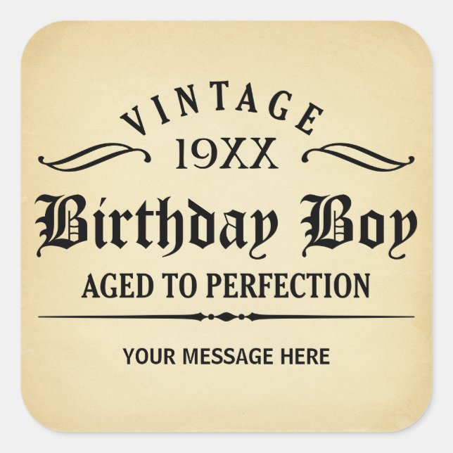 Carré Vintage Whiskey Person Drôle Anniversaire Sticker (Devant)