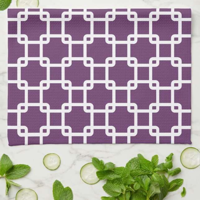Carré violet Lien Motif Ktichen Serviettes (Plié)