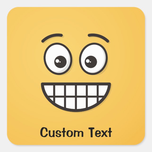Carré Visage de broyage avec yeux ouverts Sticker rond c (Devant)