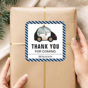 Carré Voiture de police Anniversaire Fête Faveur Sticker