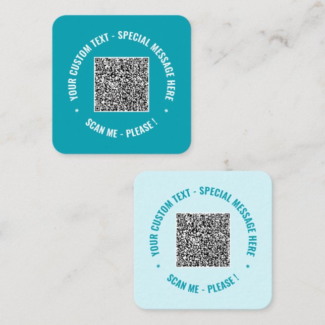 Carré Votre Modèle Carte de visite de code QR Choisissez (Devant / Derrière)