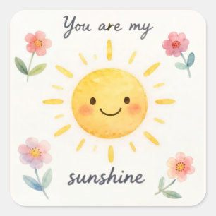 Carré Vous êtes ma lumière Sticker floral aquarelle