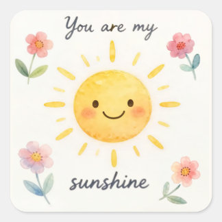 Carré Vous êtes ma lumière Sticker floral aquarelle