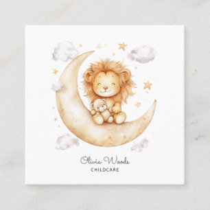 Carré Whimsical Lion Cub Carte de visite de garde d'enfa