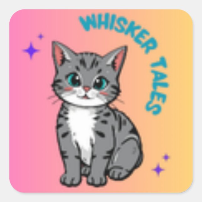 Carré Whiskers & Tales | Sticker pour chats livre de con (Devant)