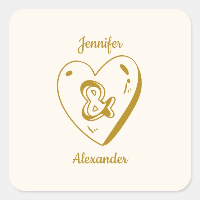 Carré White and Gold Wedding Sticker (Devant)