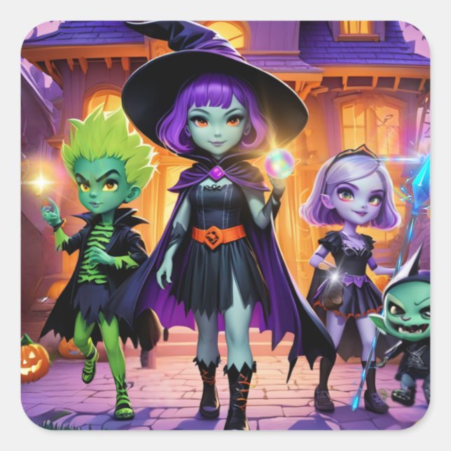 Carré Wizards, Ghouls, and Spooky Sticker (Devant)