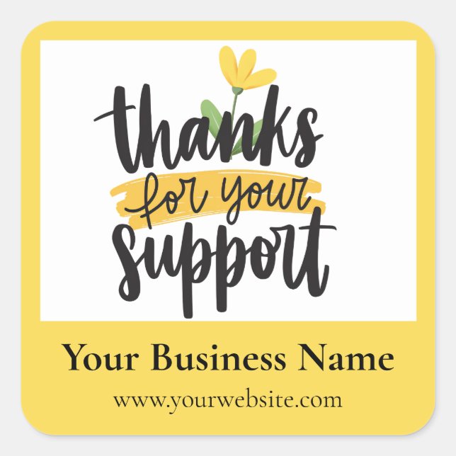 Carré Yellow Floral Thank you business packaging sticker (Devant)