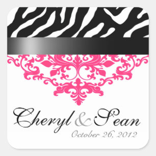 Carré Zebra Damask Enregistrer le sticker de date