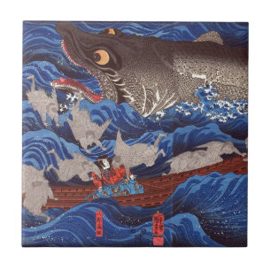 Carreau 怪物鮫, requin de monstre de 国芳, Kuniyoshi, Ukiyo-e