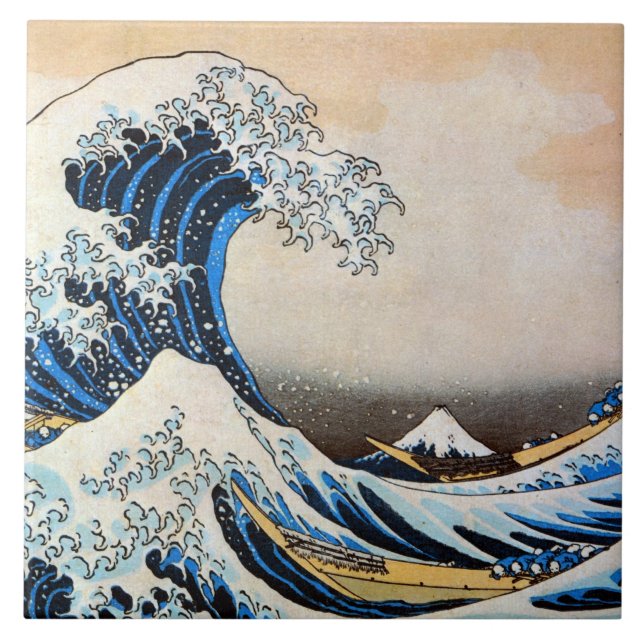Carreau 神奈川沖浪裏, grande vague de 北斎, Hokusai, Ukiyo-e (Devant)