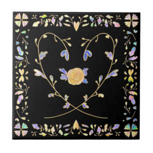 Carreau 002 rose coeur motif